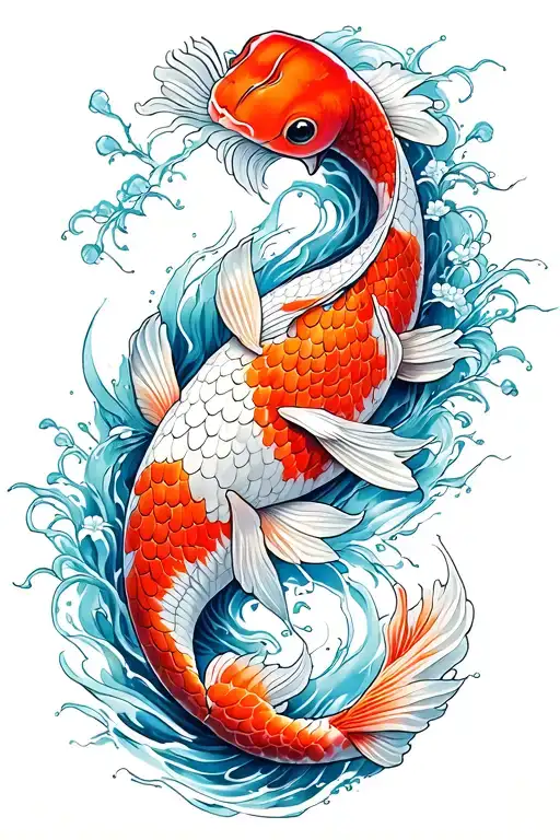 infinity, soulmates twin flames koi fish tattoo design idea