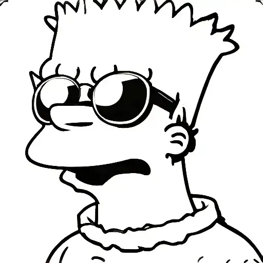 bart simpson with sunglasses, smoke a joint tattoo design idea