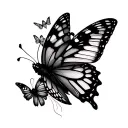 mini black butterflies tattoo design idea