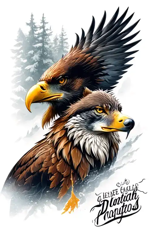 eagle and wolf  tattoo design idea