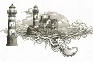 Lighthouse stormy condition tattoo design idea