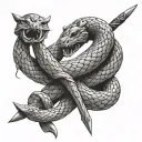 snake wrapped around Viking sword tattoo design idea