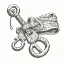 whip blindfold handcuffs tattoo design idea