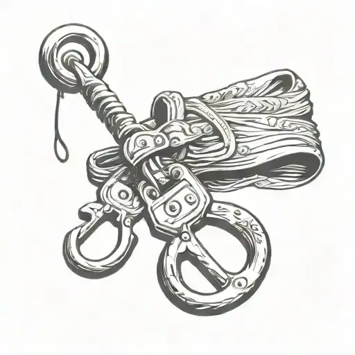 whip blindfold handcuffs tattoo design idea