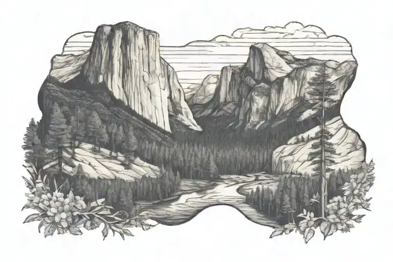 yosemite national park tattoo design idea