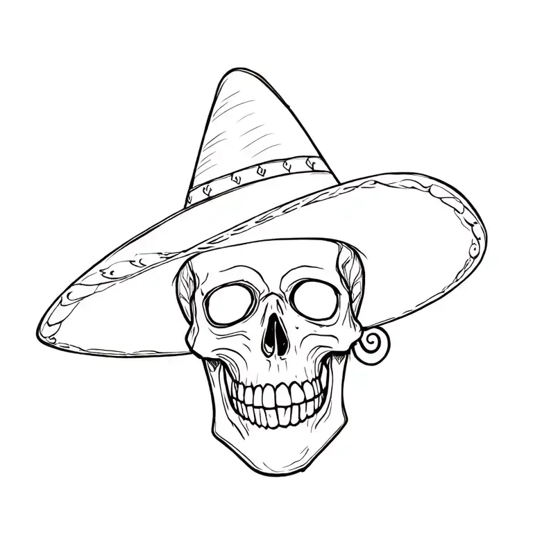 skull with sombrero on tattoo design idea