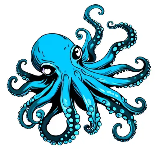 a blue ring octopus with a gane controller  tattoo design idea