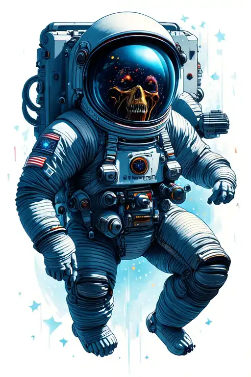 lovecraft horror astronaut floating in space tattoo design idea