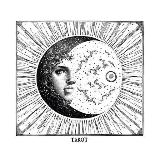 Half Moon and Half sun tarot tattoo design idea