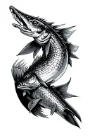 Pike and man tattoo design idea