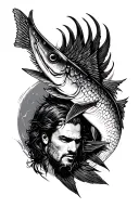 Pike and man tattoo design idea