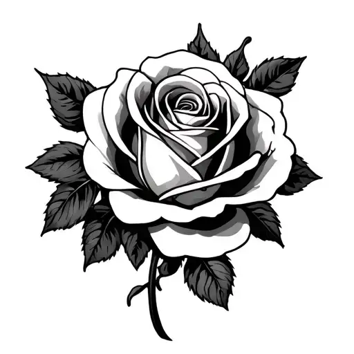 rose with letter s calligraphy style tattoo design idea