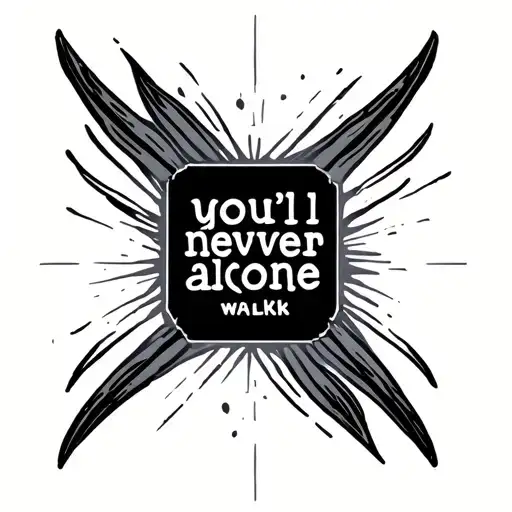 The words "you'll never walk alone" designed in a minimalist wat with a motif tattoo design idea