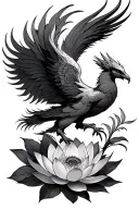 lotus flower and phoenix rising tattoo design idea