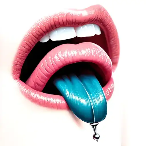 lips showing tongue with a piercing tattoo design idea