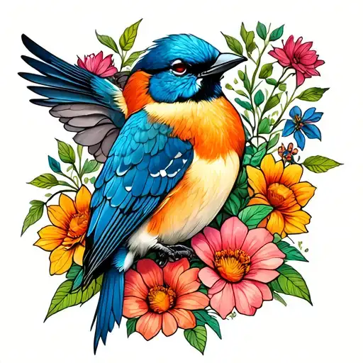 birds still sing on bad days. flowers grow around graves tattoo design idea