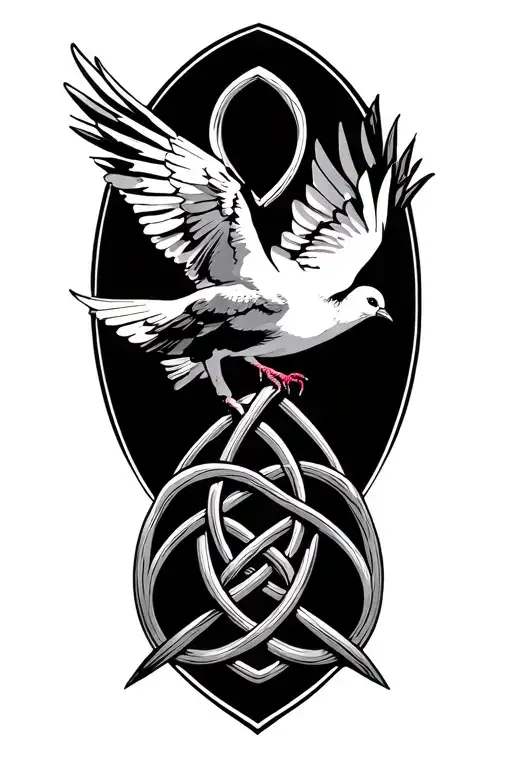 celtic trinity knot with a dove perched tattoo design idea
