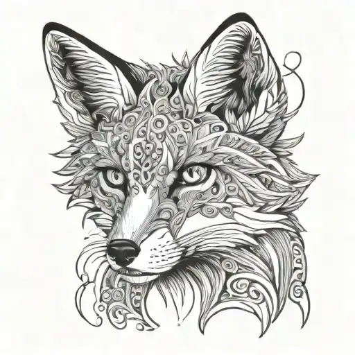 fox with lots of eyes tattoo design idea