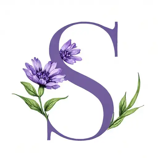 letter s pistachio, letter s lavender flower tattoo design idea