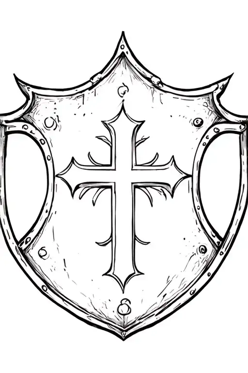 crusader shield with cross in the middle on forearm tattoo design idea