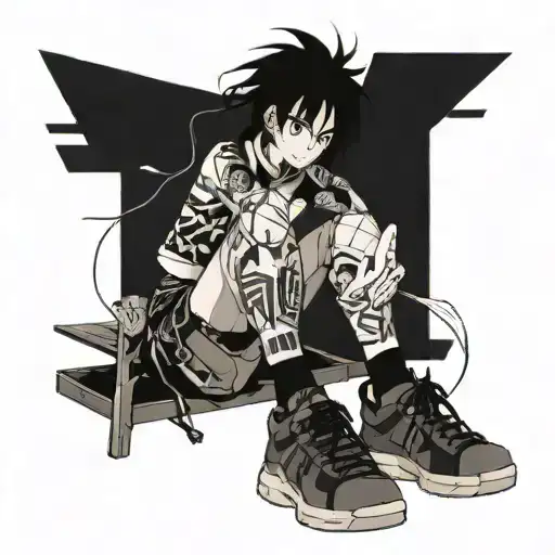 Anime style and the addition of Japanese characters. The location of the tattoo on the main knee joint tattoo design idea