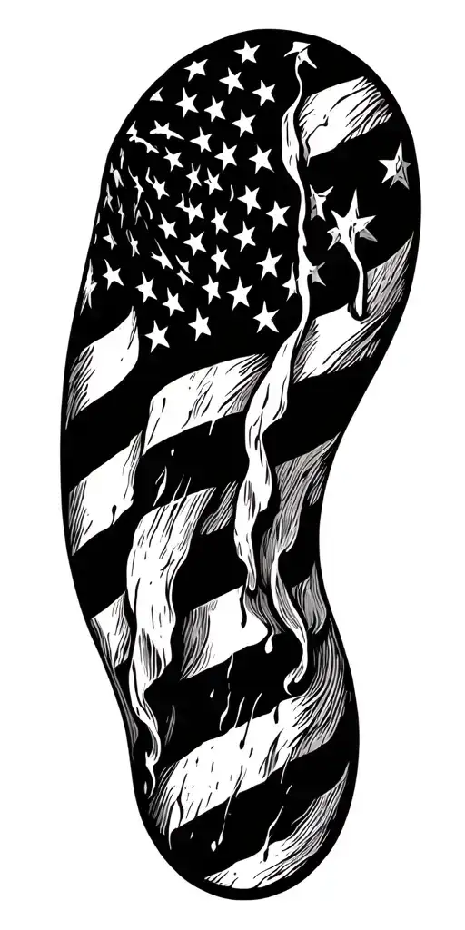 tattered American flag tattoo design idea