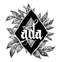 "ada" ada in cursive writing tattoo design idea