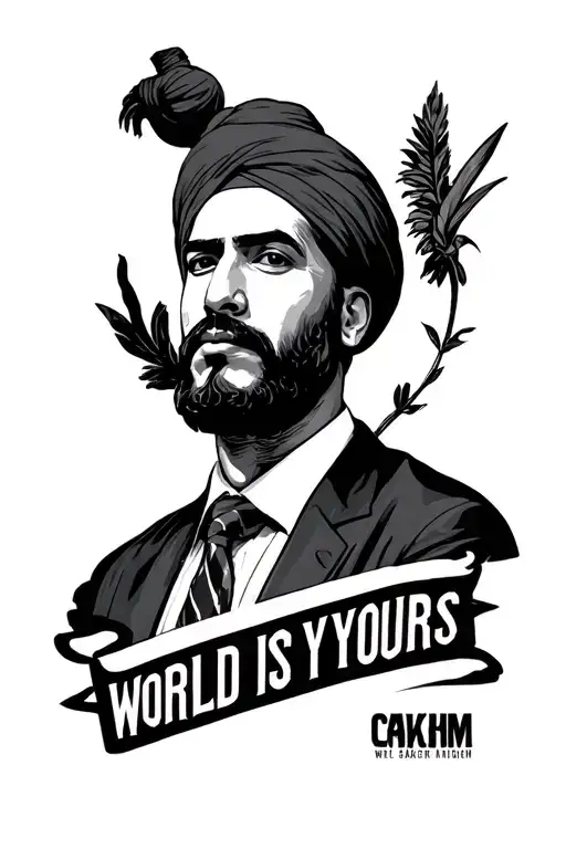 the world is yours Scarface with sikhism &nbsp;Parts tattoo design idea