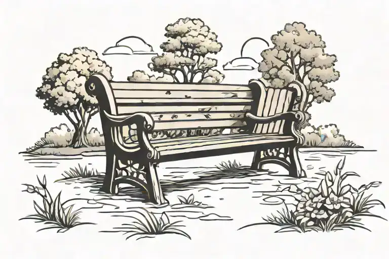 a park with a bench tattoo design idea