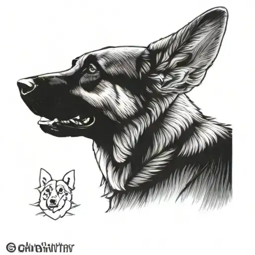 German shepherd dog breed tattoo design idea