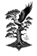 banyan tree with phoenix rising from addiction tattoo design idea