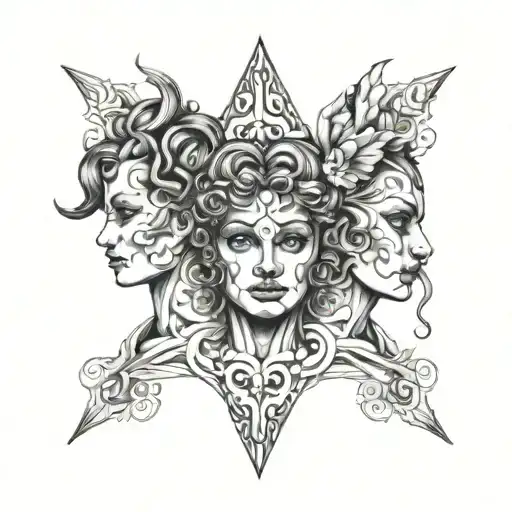 three Gemini tattoo design idea