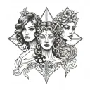 three Gemini tattoo design idea