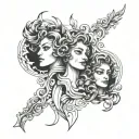 three Gemini tattoo design idea