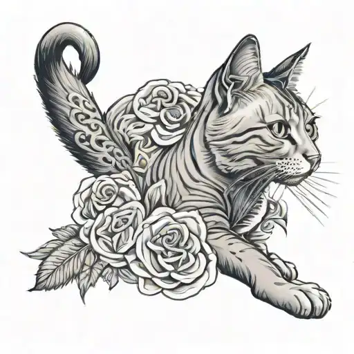 cat loss memorial tattoo design idea