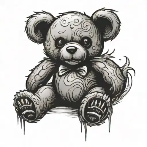 evil teddy bear tattoo design idea