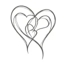 3 simple interlocking hearts with L C E  tattoo design idea