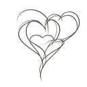 3 simple interlocking hearts with L C E  tattoo design idea