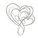 3 simple interlocking hearts with L C E  tattoo design idea