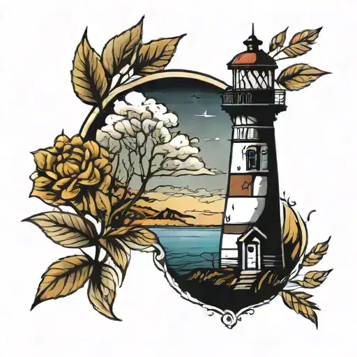 lighthouse and grain tattoo design idea
