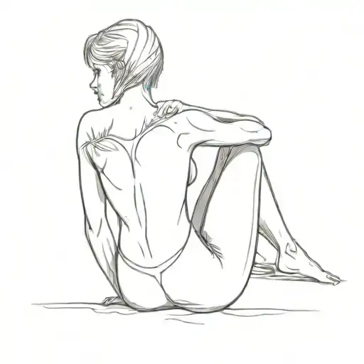 Elf girl body sits sexy with her back to the camera tattoo design idea