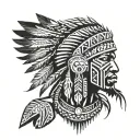 african warrior with native american headress tattoo design idea