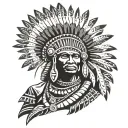 african warrior with native american headress tattoo design idea