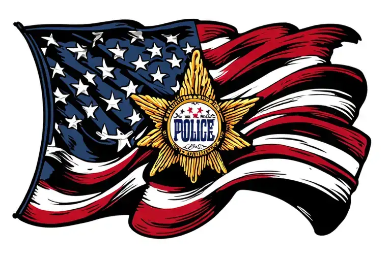 police flag tattoo design idea