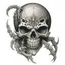 spider and a skull tattoo design idea