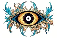 evil eye symbol integrated Aquarius & leo tattoo design idea