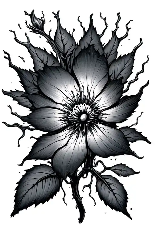 neurons firing within its petals symbolizing strength and resilience tattoo design idea