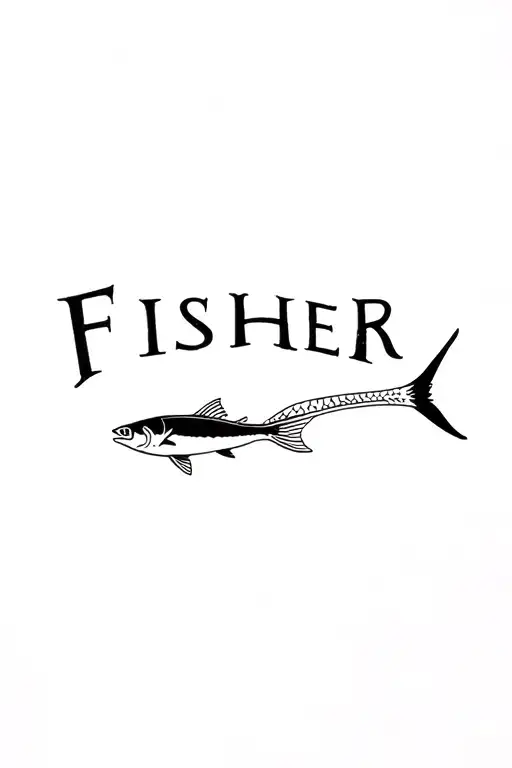 fish then the word fisher tattoo design idea