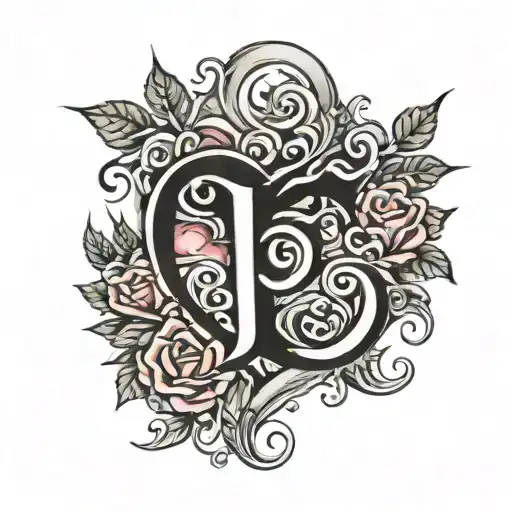 Initial J with a heart and moon tattoo design idea