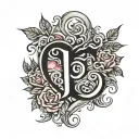 Initial J with a heart and moon tattoo design idea